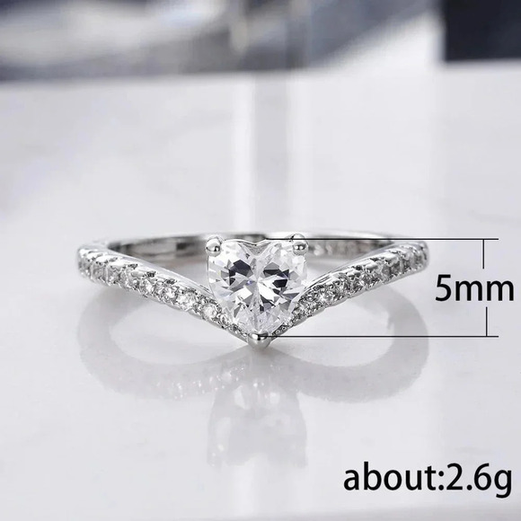 Sweet Pure CZ Cubic Twisted Lovely Diamonds Heart Rings for Women, MARR9071 - Picture 3 of 3
